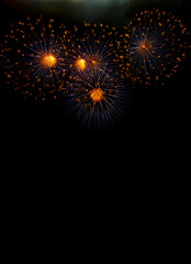 Fireworks American National Day anniversary party in black night background. Beautiful Fireworks in the Fourth of July Concept- Banner image.