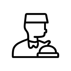 Server presents covered dish service. Icon symbol illustration