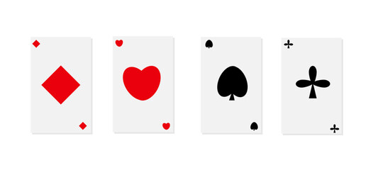 four playing cards on a white background,