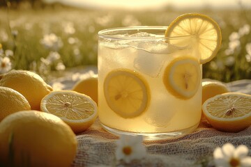 Refreshing lemonade drink on a summer day.