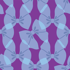 Minimal bow seamless pattern design on purple background