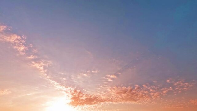 sky timelapse of small clouds at sunset after the rain for forecast