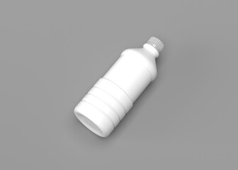 White Plastic Bottle Mockup on Gray Background