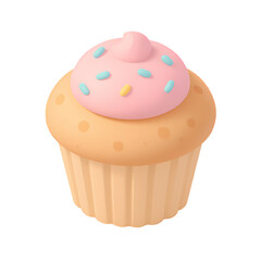 Delicious Pastel Cupcake 3D Isometric Illustration
