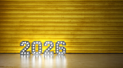  New Year 2026 Creative Design Concept with lights - 3D Rendered Image