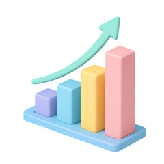 Pastel Cute 3D Isometric Growth Chart Upward Trend Visualization