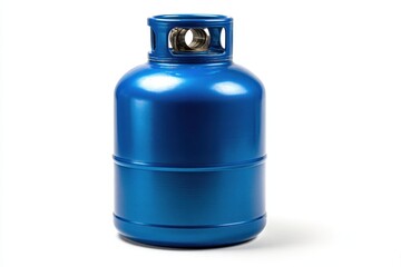 Obraz premium Blue gas cylinder on a white backdrop