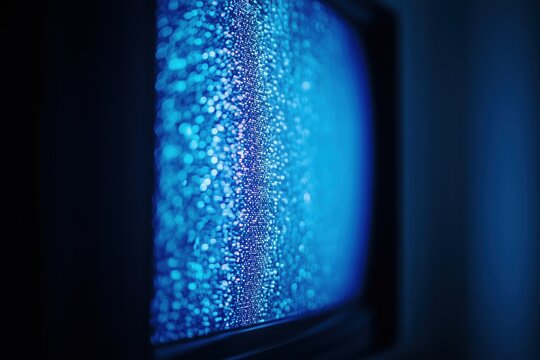 No signal tv screen closeup. Abstract photo of an old television with an analog test. White noise texture.