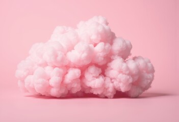Fluffy pink cotton candy cloud on a soft pink background