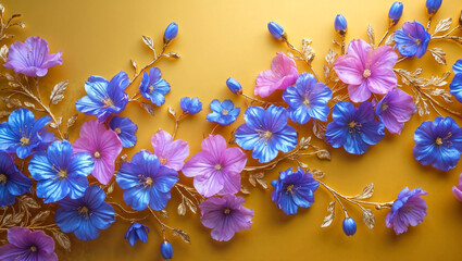 Top view image of flowers composition background .Flat lay