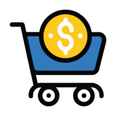 Shopping Cart Money Icon.