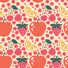 Banana Pear Fruit Vector Seamless Pattern illustration Design