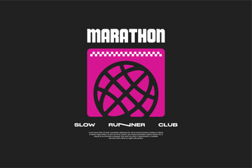 marathon running merchandise template vector for tshirt and sticker