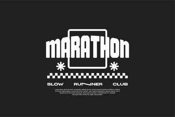marathon running merchandise template vector for tshirt and sticker