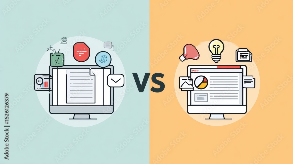 Poster comparison of traditional marketing and digital marketing showcasing the strengths and weaknesses of