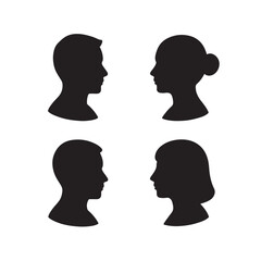 Fototapeta premium Silhouette Profile Icons of Men and Women in Vector Art