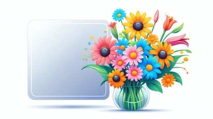 Vibrant Bouquet of Spring Flowers in Glass Vase