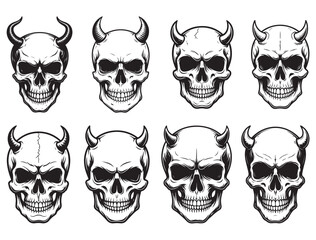 SKULL WITH DEVIL HORN SILHOUETTE