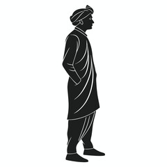 Bengali Heritage Traditional Man Silhouette Art