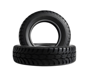 Black rubber tyres with texture surface 