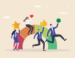 Employee engagement, motivation, job satisfaction, productivity, and recognition happy, successful employees rewarded for their contributions.