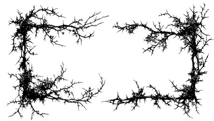Black and white thorny branch frame design