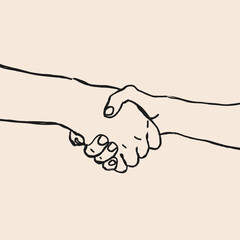Handshake Drawing – Sketch Style Line Illustration of Support