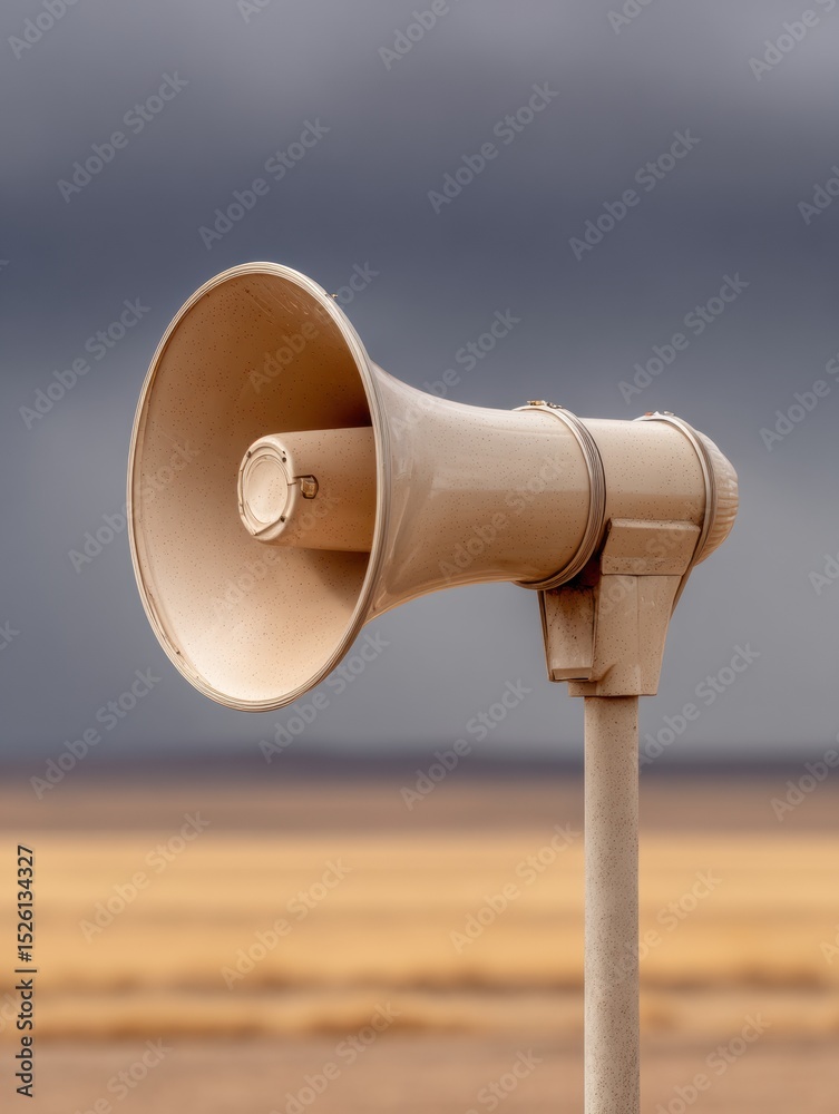 Aufkleber Emergency Tornado Warning Siren on Rural Pole with Dark Storm Clouds for Public Alert System and Community Storm Preparedness Concept