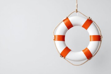 Hanging life buoy safety equipment assistance concept