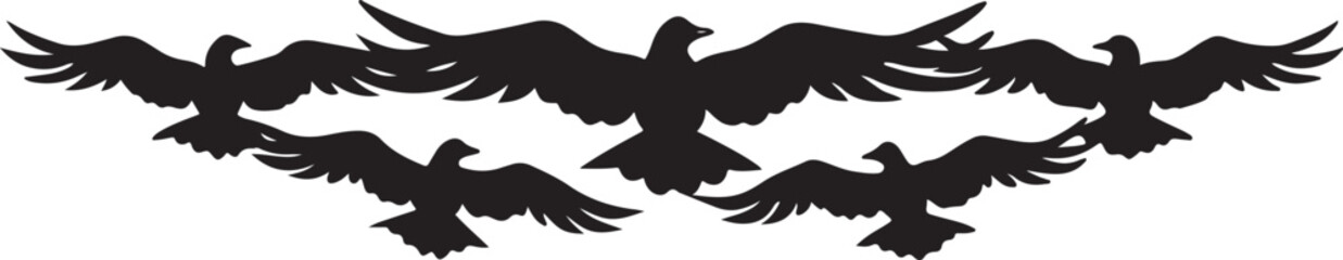Black and white vector illustration of a wolf with flying eagle wings, perfect for a striking tattoo or wild nature art