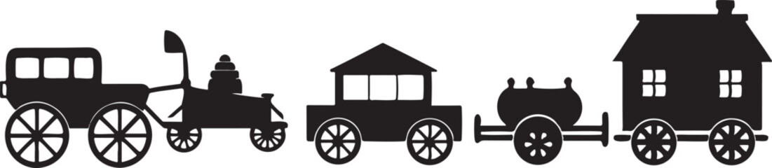 Vintage car drawing with a church silhouette in Paris