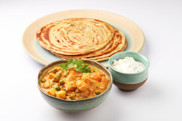 Vegetable Kurma and paratha or malabar parota