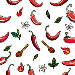 seamless pattern with chili peppers. chili pattern Background. vintage chili background. pepper pattern background. hot chili pattern background. Seamless background with peppers. 