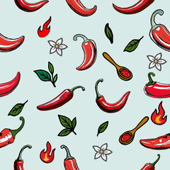 seamless pattern with chili peppers. chili pattern Background. vintage chili background. pepper pattern background. hot chili pattern background. Seamless background with peppers. 