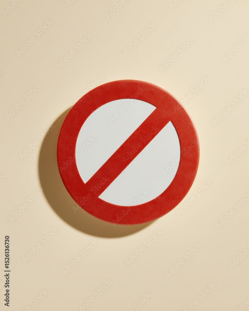 Aufkleber Modern No Entry Sign with Minimalist Circular Frame and Diagonal Slash on Neutral Background for Commercial and Digital Use