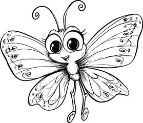 Butterfly Character Outline Design: Cute, Elegant & Creative Line Art for Logos, Illustrations, and Kids Projects