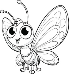 Butterfly Character Outline Design: Cute, Elegant & Creative Line Art for Logos, Illustrations, and Kids Projects