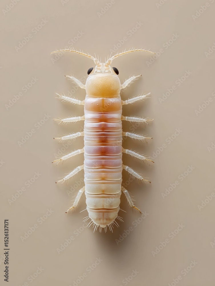 Aufkleber detailed macro of mosquito larva isolated on plain surface for entomology research and biotechnology