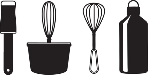 A vector illustration of kitchen cutlery equipment, a perfect icon set for a restaurant menu or food business concept design