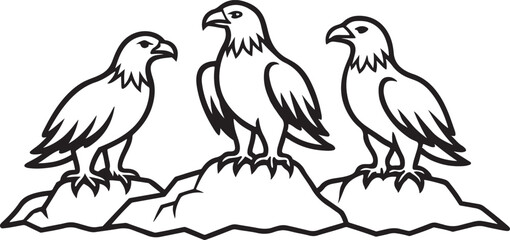 Vector illustration of an eagle and other birds in flight, a symbol of freedom and nature