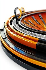 Obraz premium Abstract Circular Orange and Black Object with Layered Rings