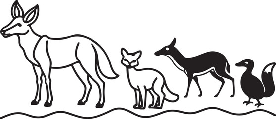 Wild mammal deer silhouette vector illustration