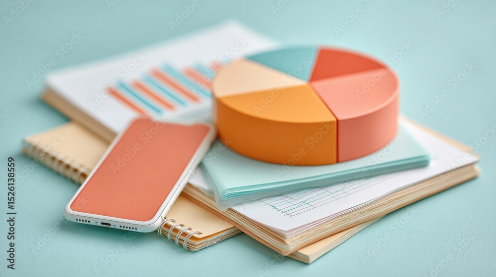 Fototapete Modern Business Analytics with Hazard Briefing Documents and Digital Devices for Data-Driven Strategy and Executive Decision-Making in Office Setting