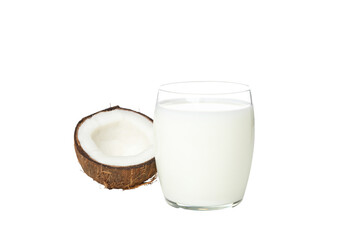PNG, coconut milk in a glass, isolated on white background.