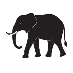 Fototapeta premium Walking Elephant Silhouette with Raised Trunk – Majestic Wildlife Vector Illustration
