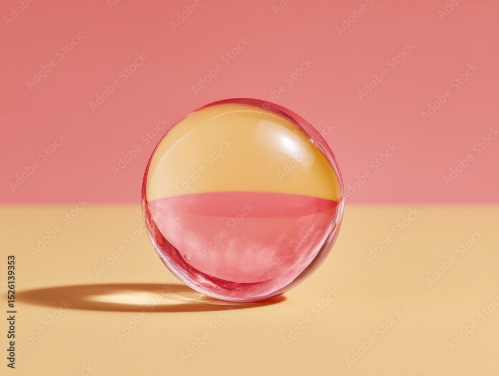 Aufkleber transparent glass sphere on dual-tone backdrop with soft shadow minimalist crystal ball image for mo
