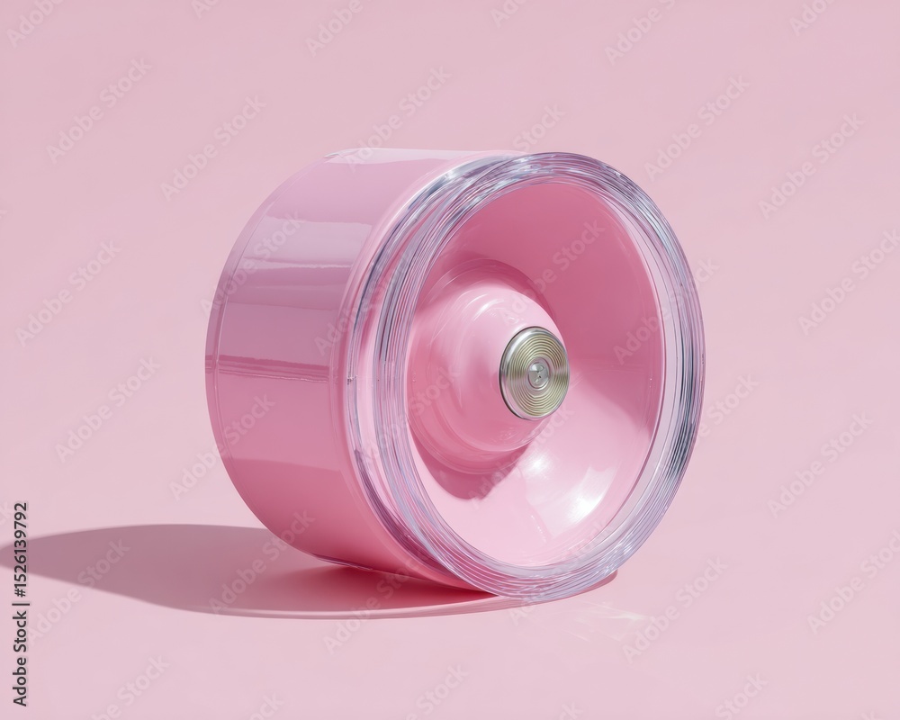 Poster Modern Pink Emergency Siren with Transparent Casing on Minimalist Surface for Crisis Alert and Swift Warning Response in Tech-Inspired Visuals