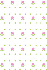 Seamless floral patterns with pink flowers on light green background cute botanical garden design for wallpaper, fabric, textile, wrapping paper, spring nature illustration.