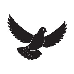 Fototapeta premium Black Silhouette of a Flying Bird with Outstretched Wings