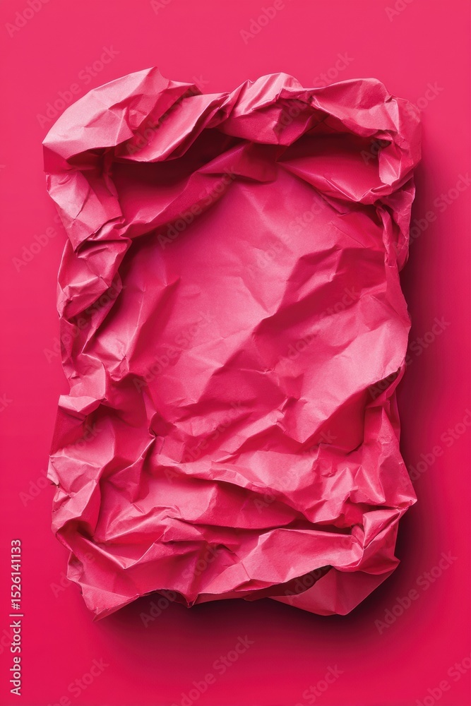 Poster crumpled paper rectangular speech bubble on vibrant pink background - eco friendly texture concept f